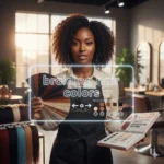 A professional hair stylist holding a diverse braiding hair color chart fan and an expert guide book in a salon setting to help clients choose the perfect braiding hair colors.