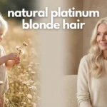 Split-screen comparison of a towhead toddler and an adult woman with natural platinum blonde hair, illustrating the rarity of retaining this shade into adulthood.